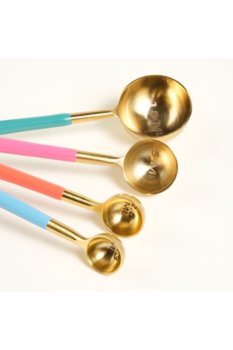 Tanda Steel Measurement Spoon Set of 4 Kitchen Essential, Alternate, color, Metallic Gold