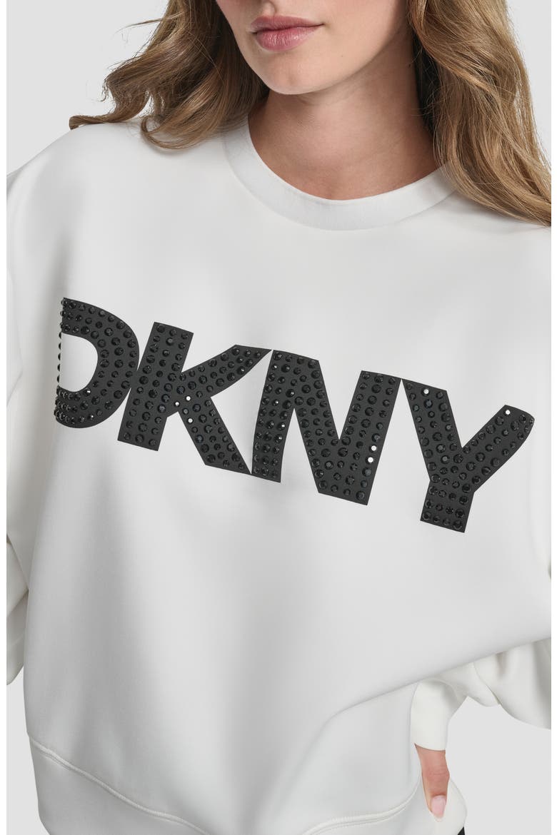 Embellished Logo Scuba Sweatshirt, Alternate, color, IVORY
