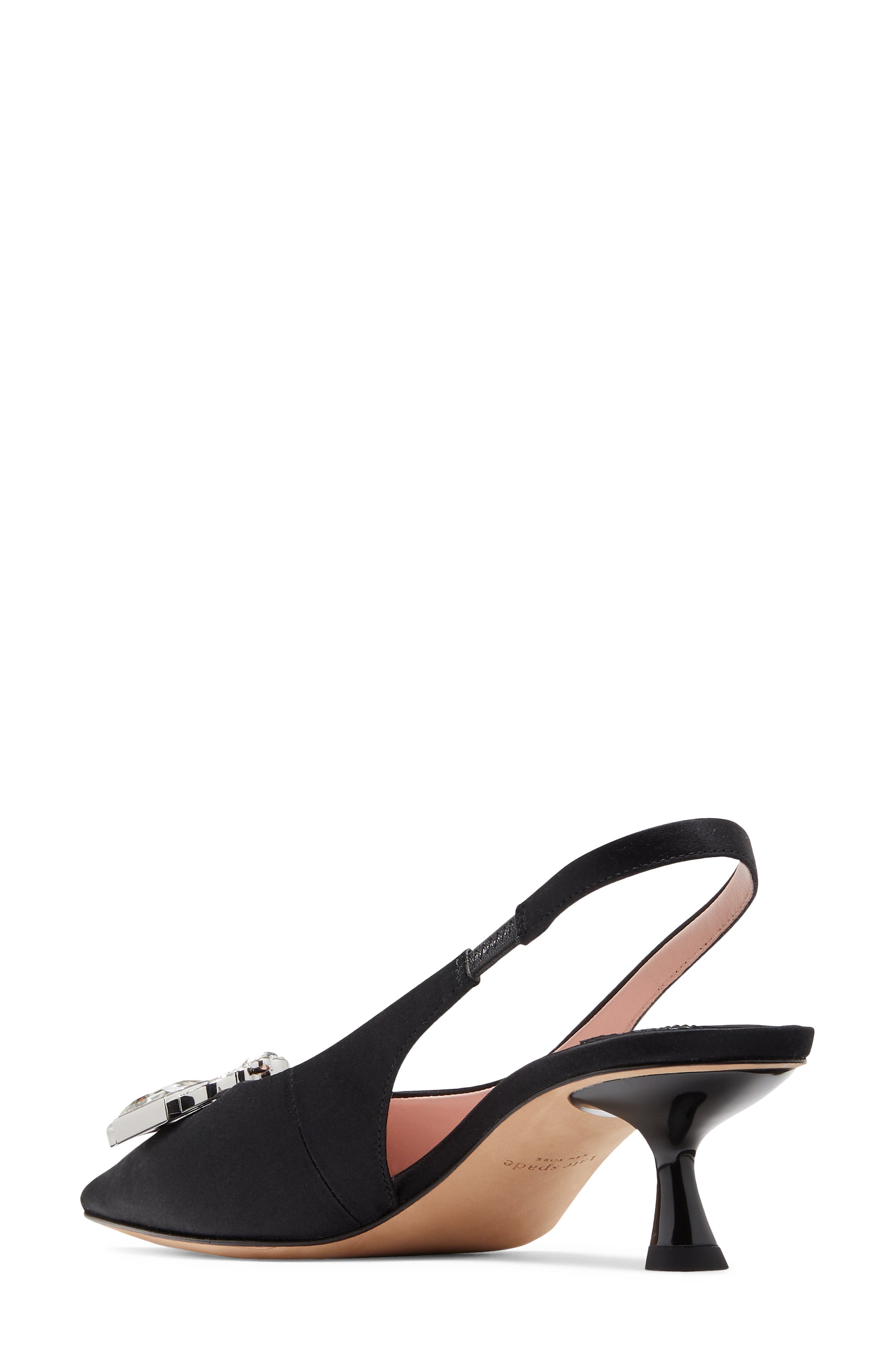 Kate Spade New York renata slingback pointed toe kitten heel pump, Alternate, color, Black