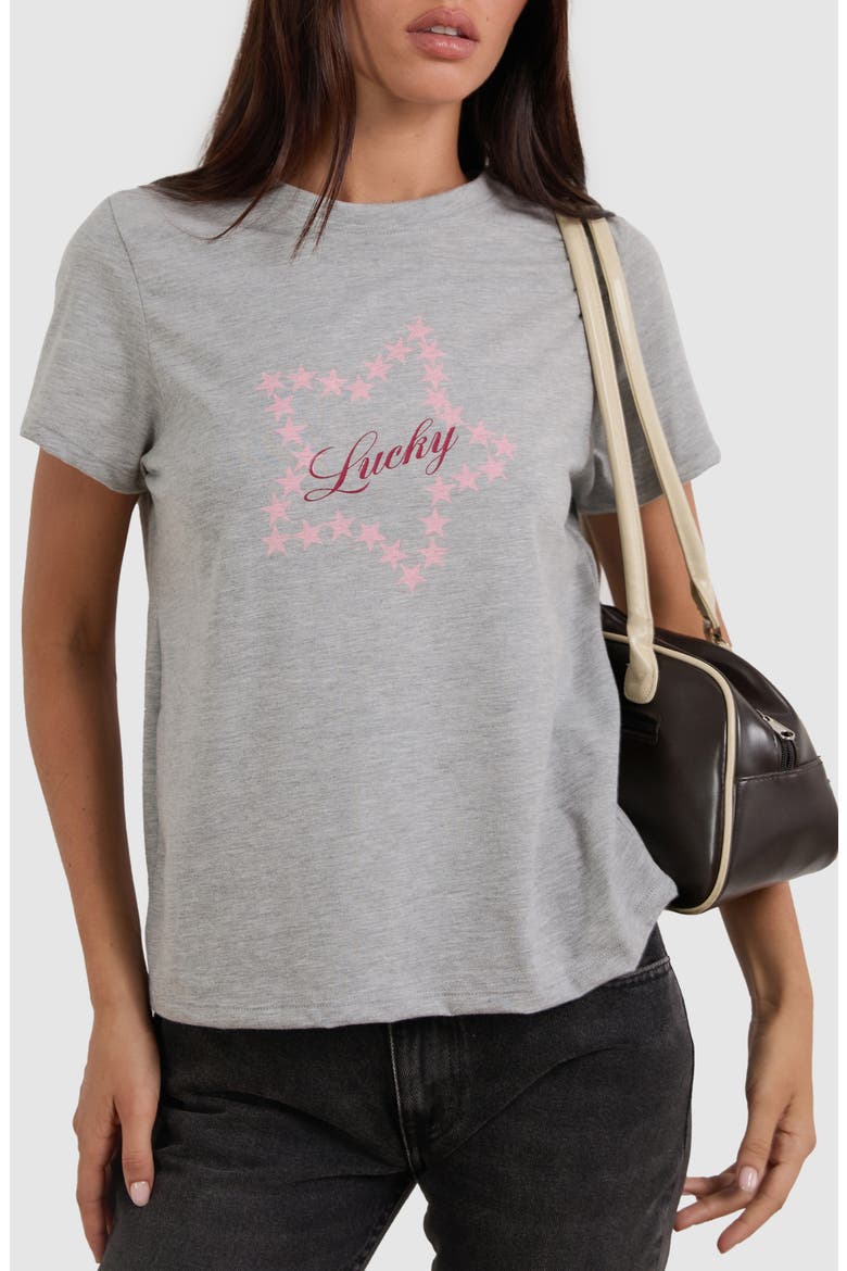 Saki Lucky Star Cotton Graphic T-Shirt, Alternate, color, GREY MARL LUCKY STAR