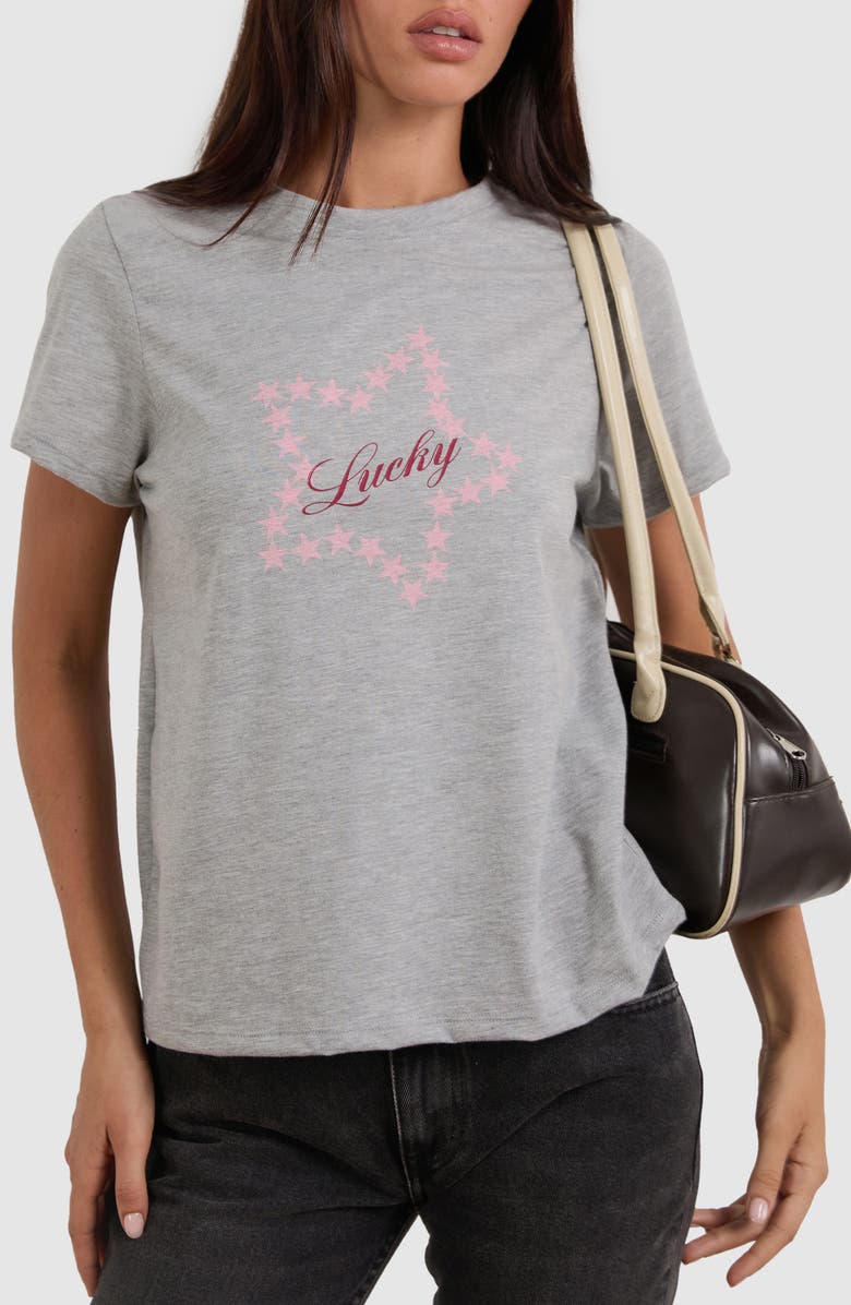 Motel Saki Lucky Star Cotton Graphic T-Shirt, Alternate, color, Grey Marl Lucky Star