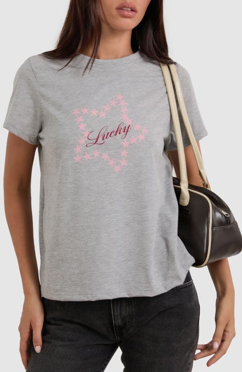 Motel Saki Lucky Star Cotton Graphic T-shirt In Gray