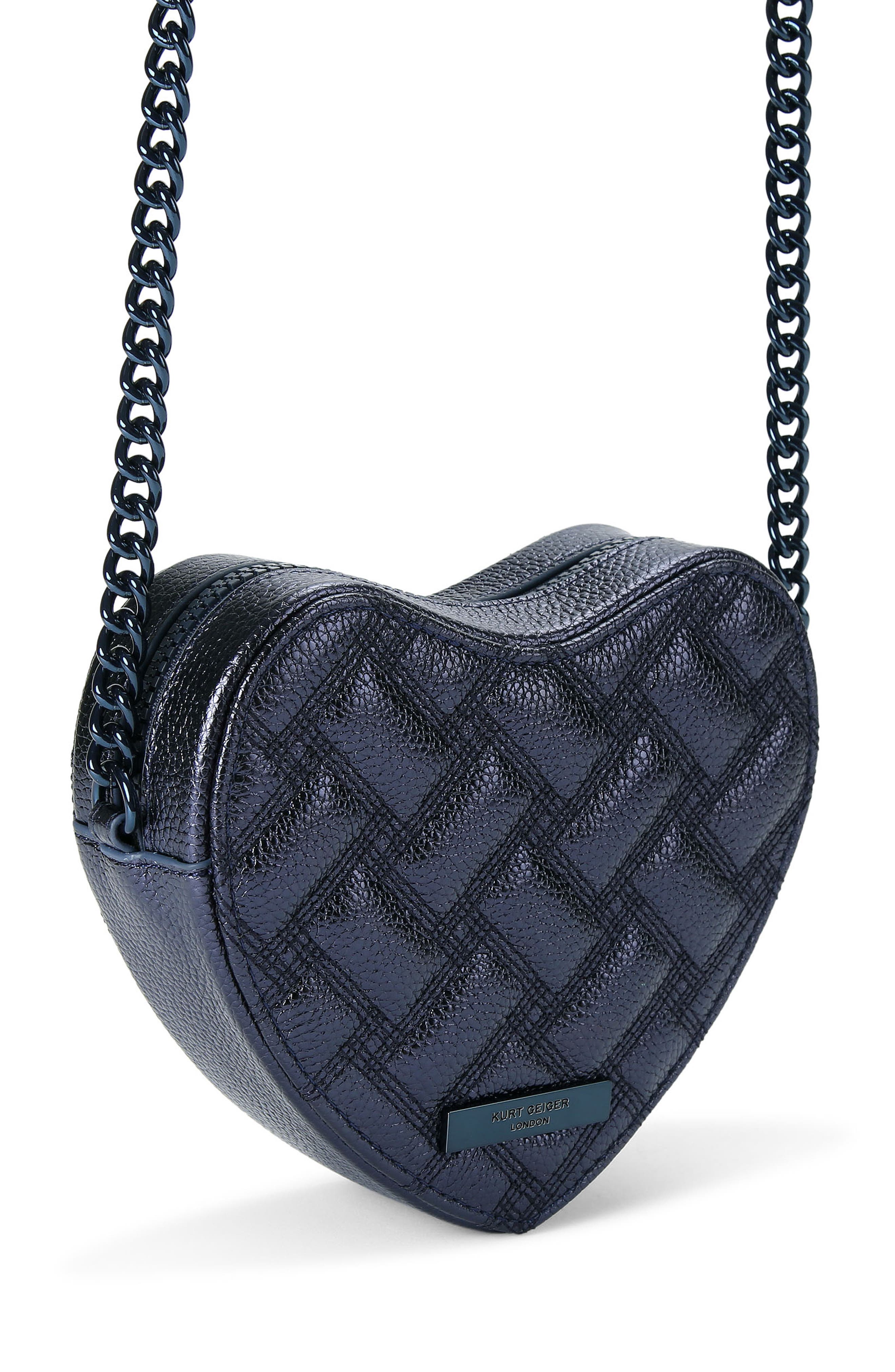Kurt Geiger London Kensington Heart Quilted Leather Crossbody Bag, Alternate, color, 