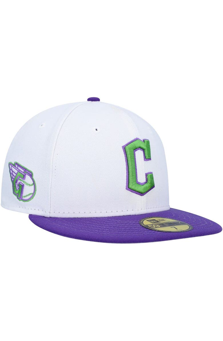 New Era Men's New Era White Cleveland Guardians  Side Patch 59FIFTY Fitted Hat, Main, color, 