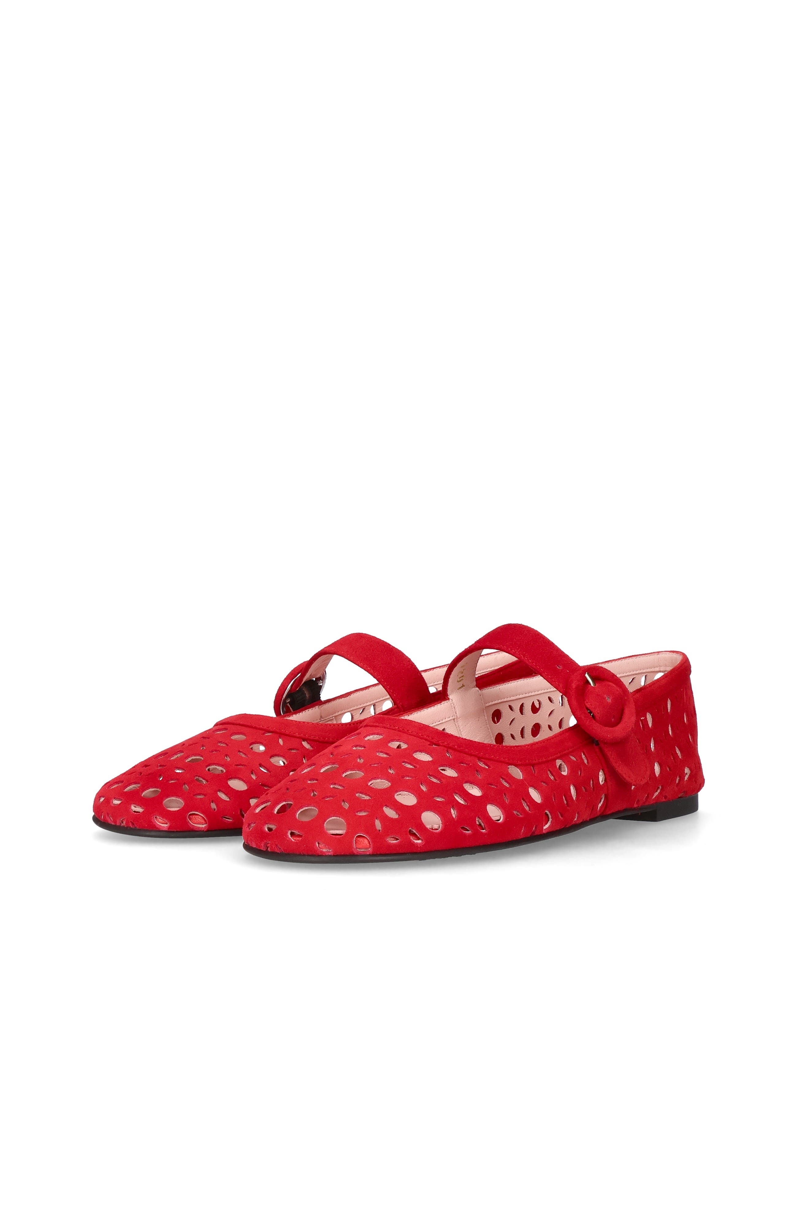 Suede Die Cut Mary Jane, Alternate, color, Red