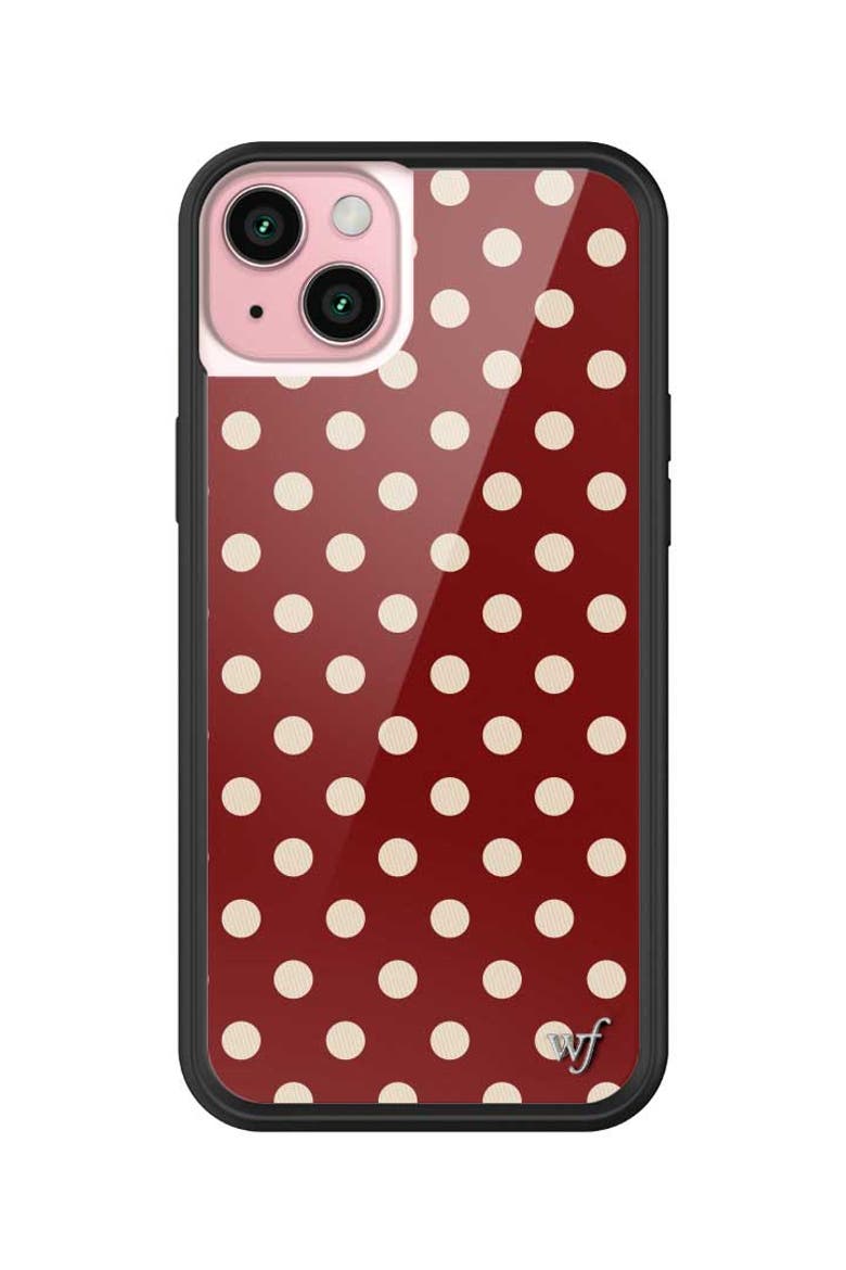 Polka Dot | Burgundy and Cream iPhone Case, Alternate, color, Burgundy