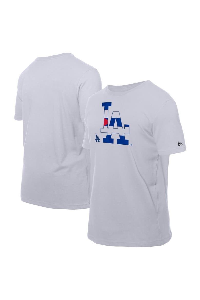 Men's New Era White Los Angeles Dodgers Cuban Flag Logo T-Shirt, Main, color, White
