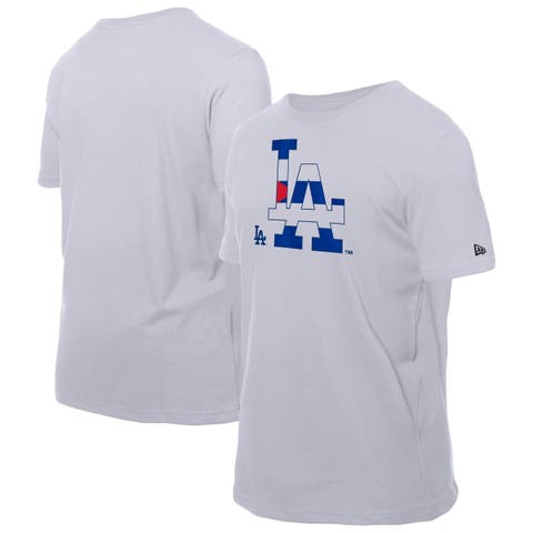 Men's New Era White Los Angeles Dodgers Cuban Flag Logo T-Shirt