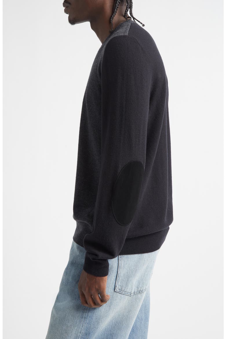 Colorblock Wool Crewneck Sweater, Alternate, color, GREY/ BLACK