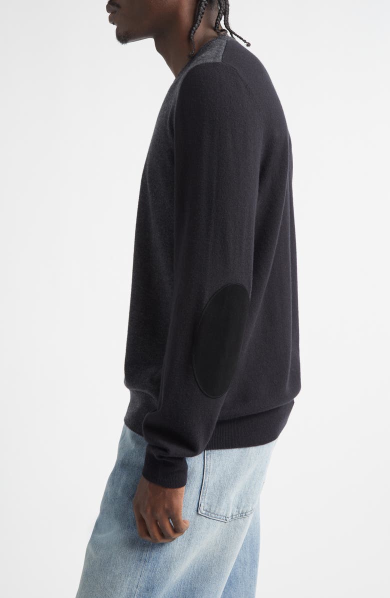 Maison Margiela Colorblock Wool Crewneck Sweater, Alternate, color, Grey/ Black