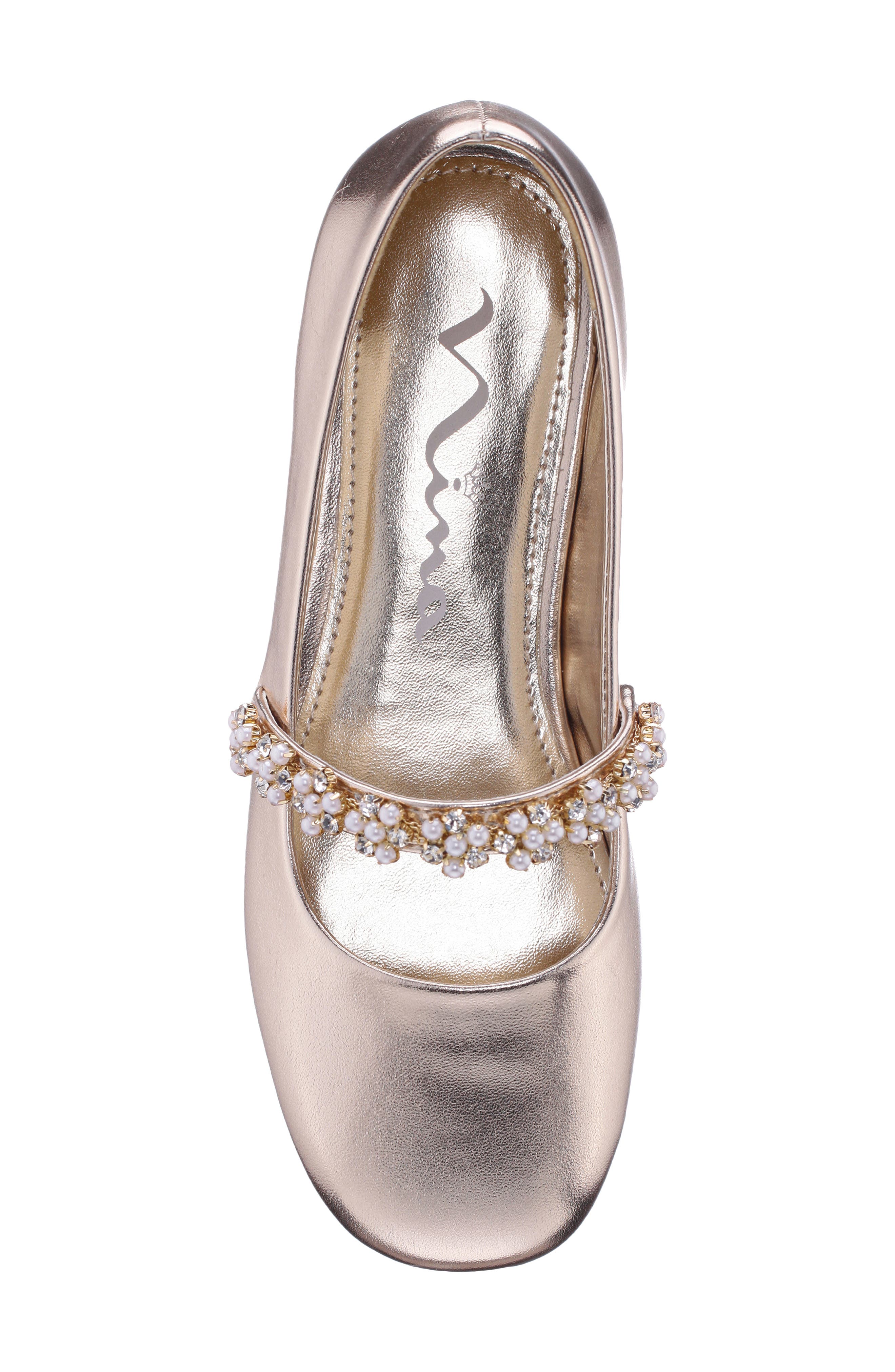 Nina Kids' Joansie Flat, Alternate, color, Light Gold Metallic