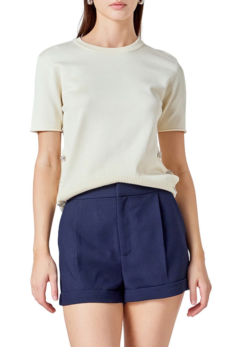 Side Bow Sweater, Main, color, CREAM