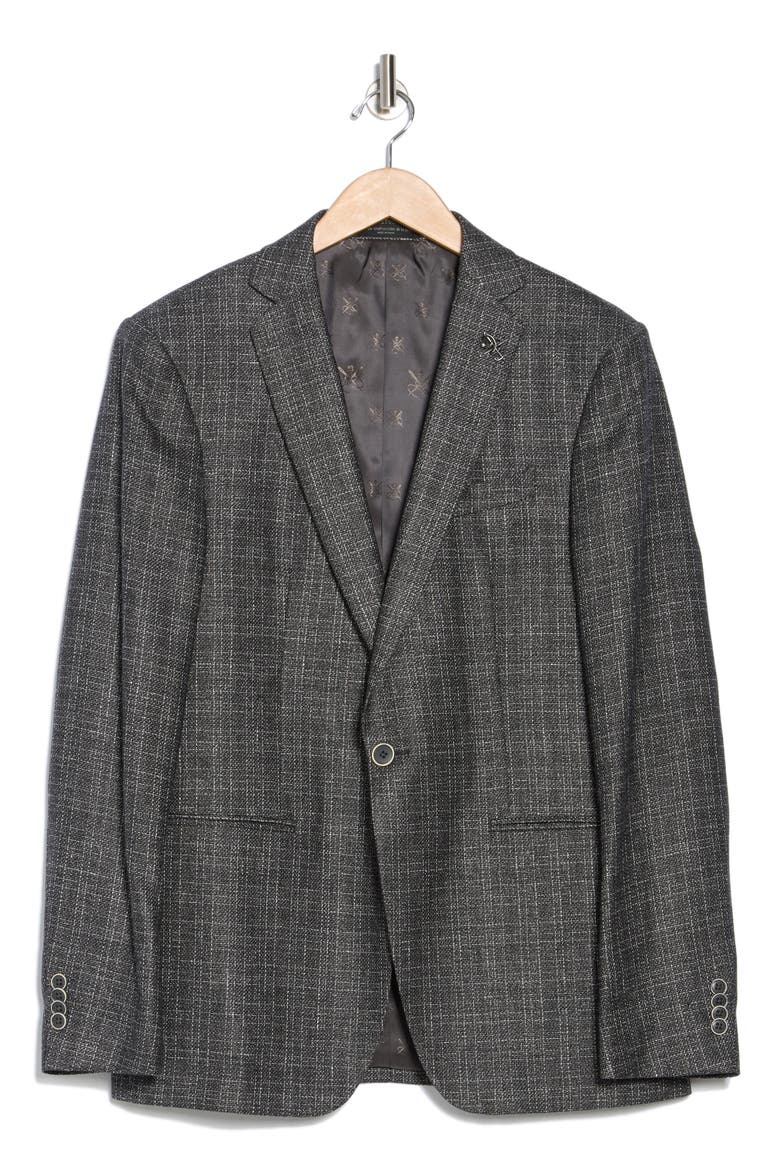 Solid Wool & Linen Sport Coat, Alternate, color, BLACK/ WHITE