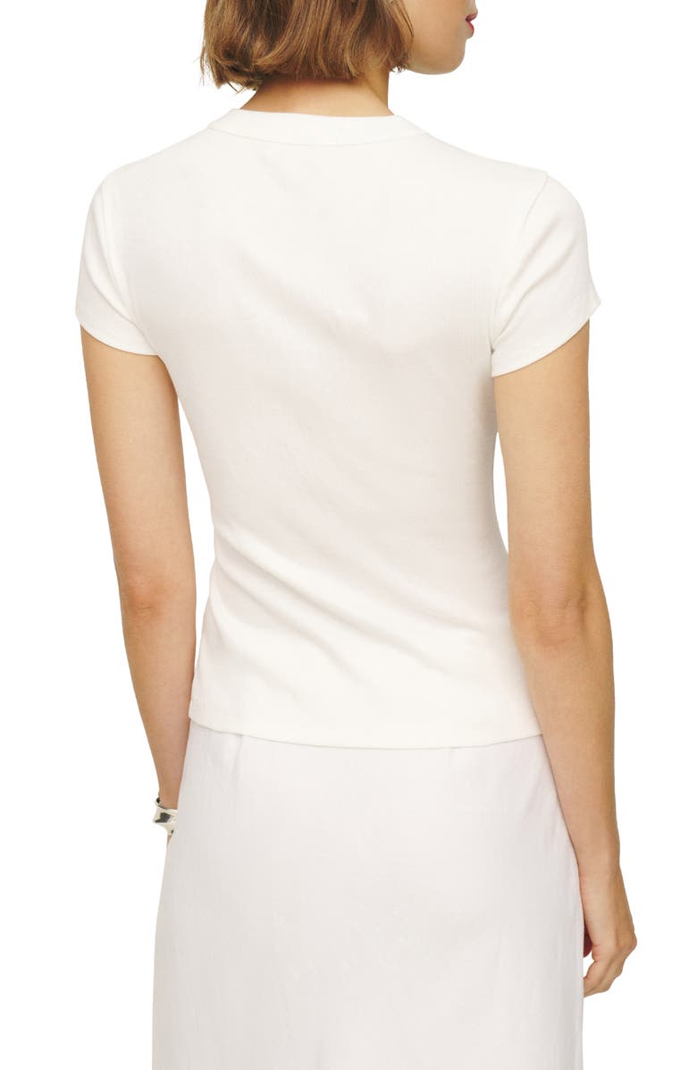 Reformation Raelynn Button Front Organic Cotton Knit Top, Alternate, color, Bleach