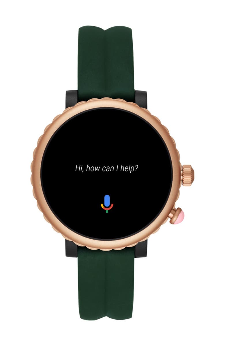 Kate Spade New York scallop silicone strap smart watch, 42mm, Main, color, 