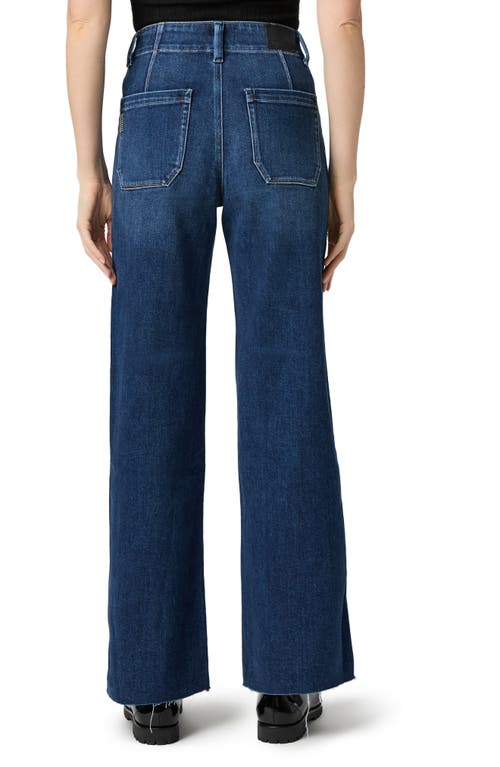 Paige Anessa High Rise Raw Hem Wide Leg Jeans In Live Forever In Blue
