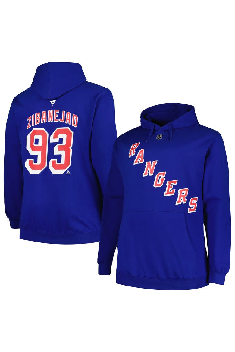 Men's Profile Mika Zibanejad Blue New York Rangers Big & Tall Name & Number Pullover Hoodie, Main, color, Blue