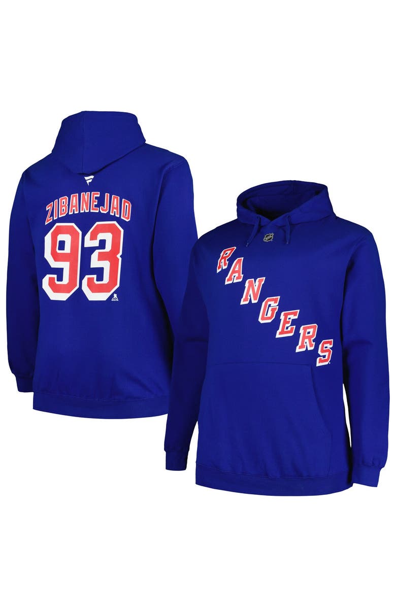PROFILE Men's Profile Mika Zibanejad Blue New York Rangers Big & Tall Name & Number Pullover Hoodie, Main, color, Blue
