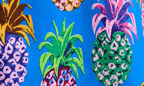 Foxcroft Zoey Pineapple Print Cotton Button-up Shirt In Blue Multi