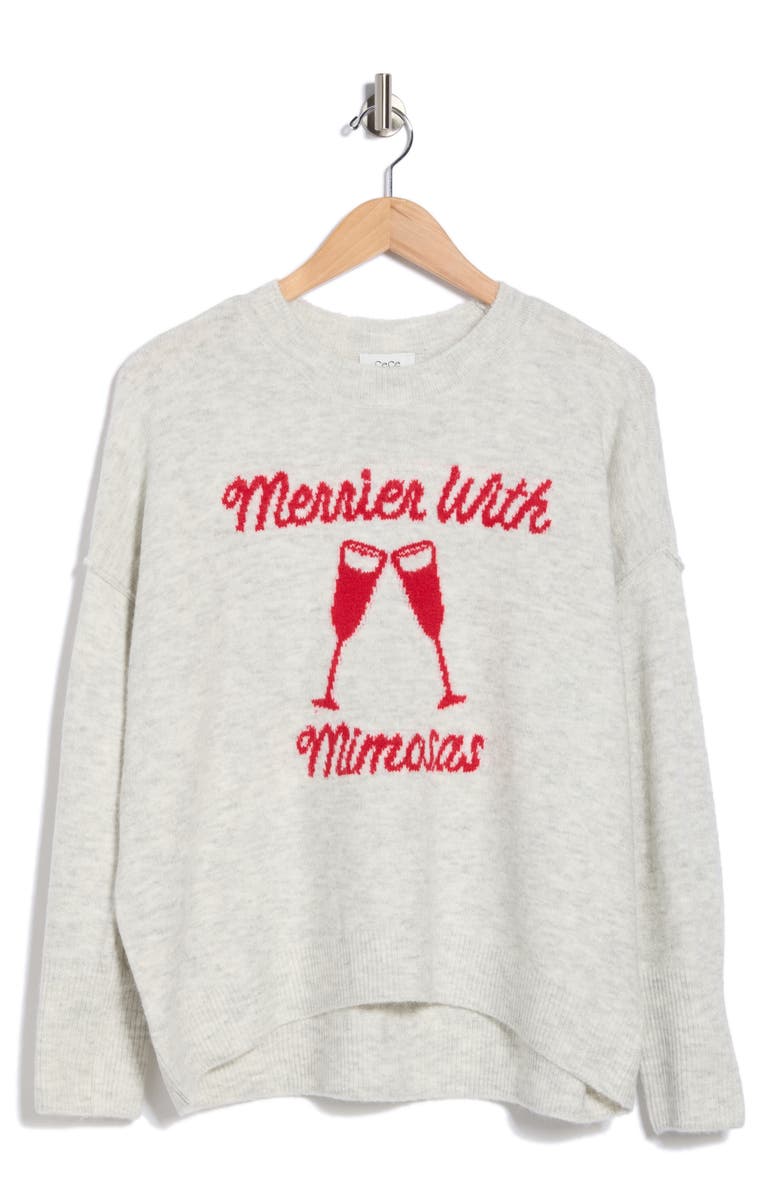 CeCe Merrier with Mimosas Sweater, Alternate, color, Jazz Club Glamour Red