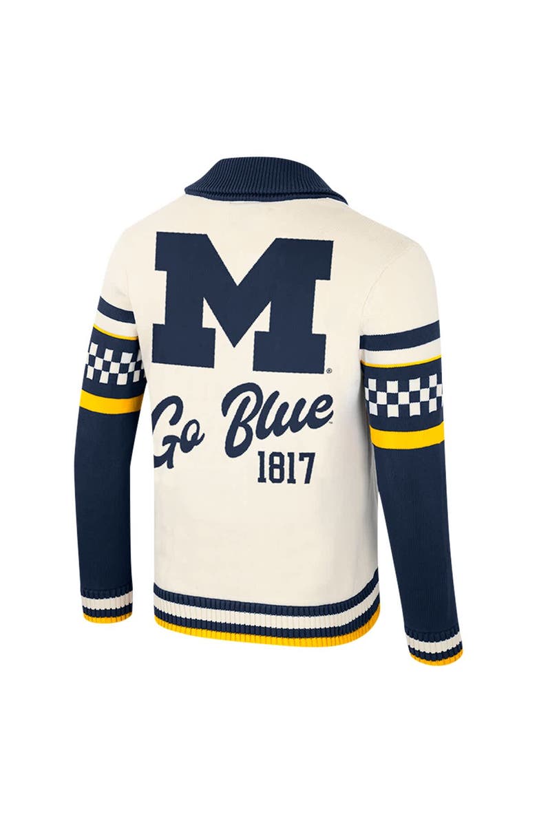 COLOSSEUM Women's Colosseum Cream Michigan Wolverines Wild Collective Button-Up Jacquard Sweater, Alternate, color, Cream