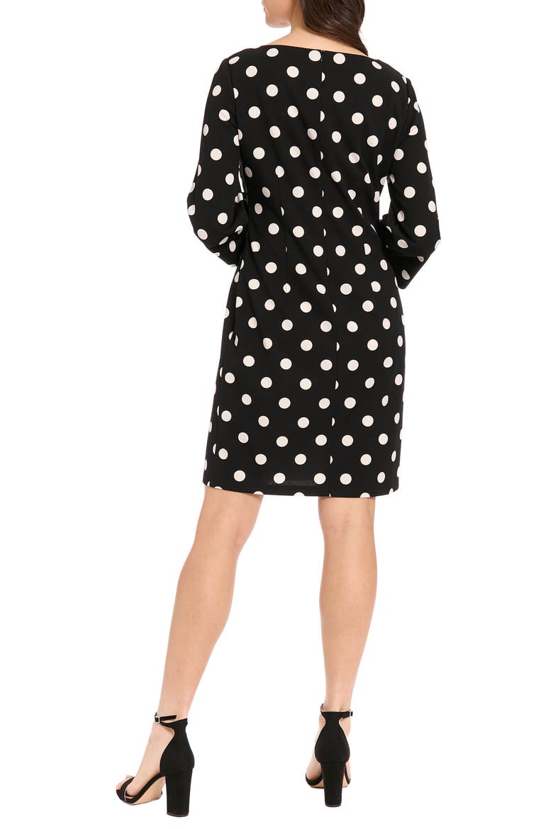 Dot Boat Neck Sheath Dress, Alternate, color, BLACK/ CREAM