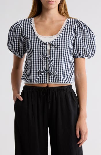Abound Tie Front Cotton Poplin Crop Top