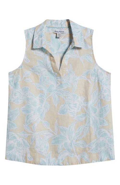 Tommy Bahama Paradiso Petals Sleeveless Linen Top In White Rock