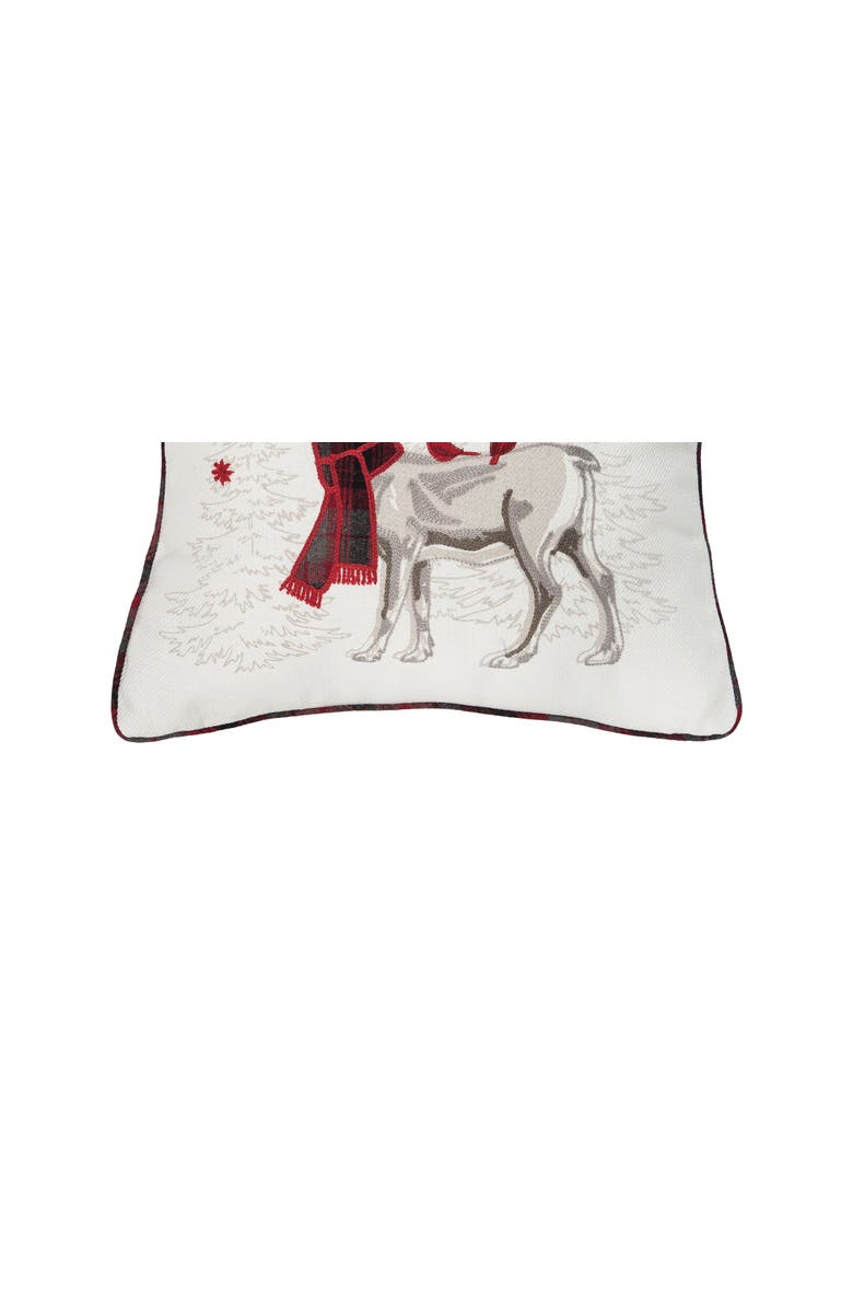C&F Home Frosty Reindeer Deer & Cardinal Embellished Accent Throw Pillow, 18" x 18", Alternate, color,