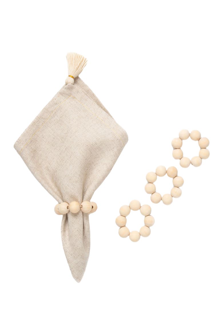 Wooden Sphere Napkin Rings Set of 4, Alternate, color, Natural