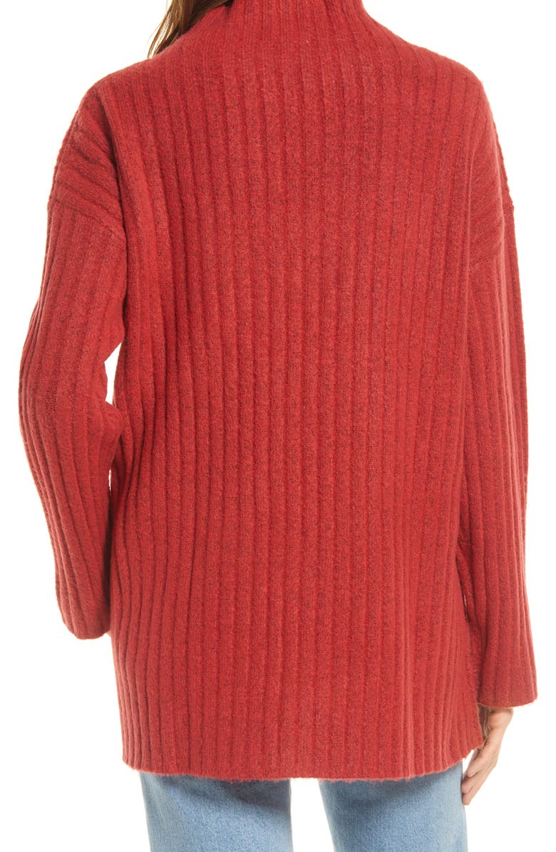 Open Edit Oversize Mock Neck Tunic Sweater, Alternate, color,