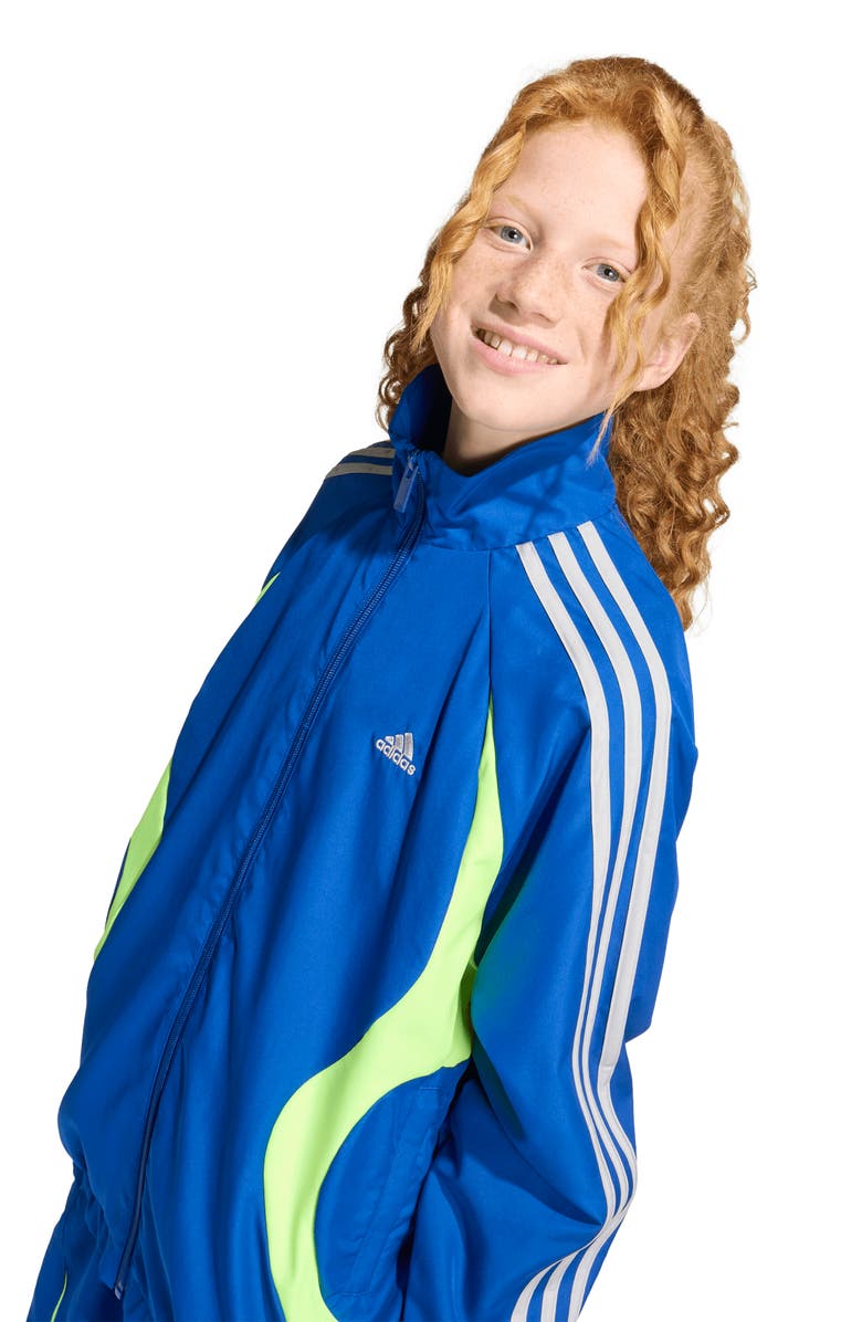 adidas Originals Kids' Teamgeist Loose Fit Track Jacket, Alternate, color, Royal/ Lucid Lemon/ Grey