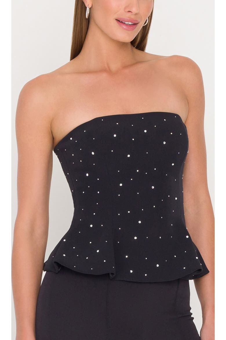 Beverly Crystal Crepe Bustier, Alternate, color, Black
