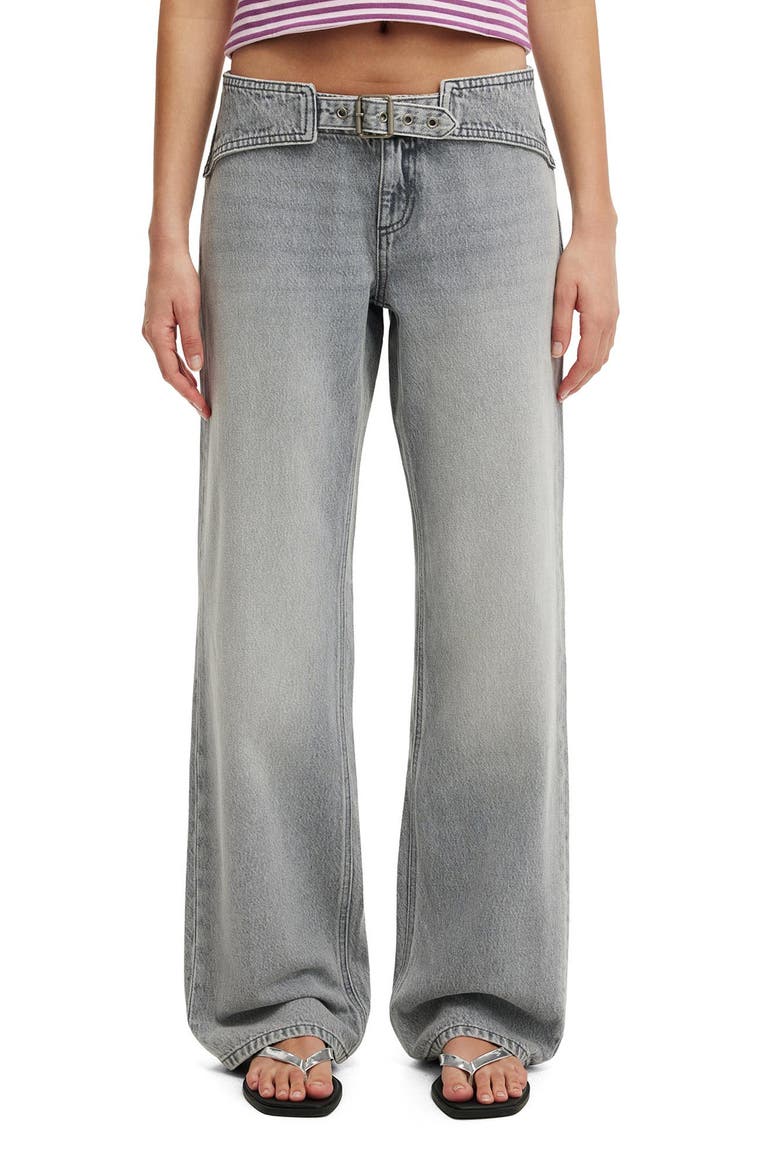 Belted Low Rise Straight Leg Jeans, Main, color, ZODIAC GREY BELT