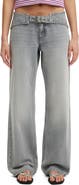 Cotton On Belted Low Rise Straight Leg Jeans