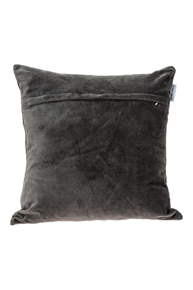 Carmela Beaded Velvet Throw Pillow, Alternate, color, GRAY