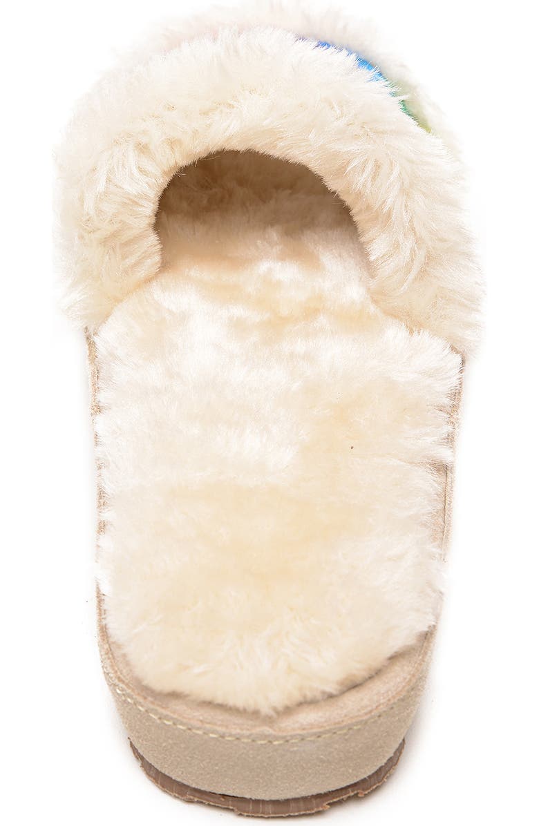 Minnetonka Leena Tie Dye Faux Fur Slide Slipper, Alternate, color,
