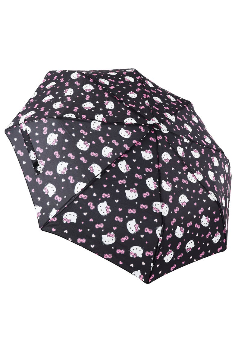 Hearts and Bows All-Over Print Compact Umbrella Officially Licensed Sanrio, Alternate, color, MULTI