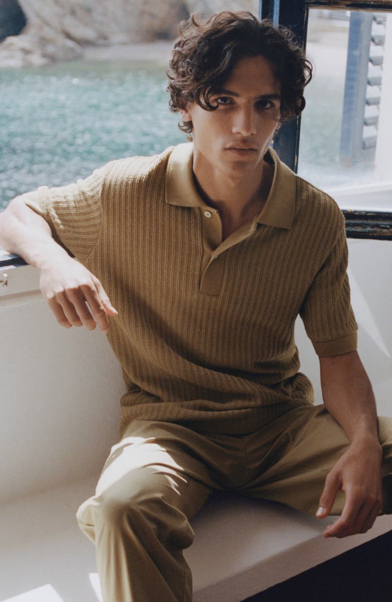 MANGO Rib Polo, Alternate, color, Beige
