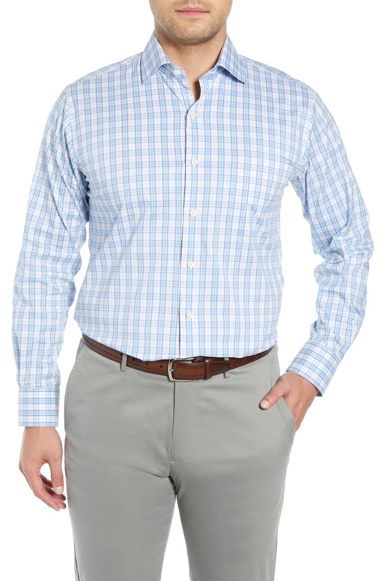 Portofino Tartan Performance Sport Shirt, Main, color, VESSEL