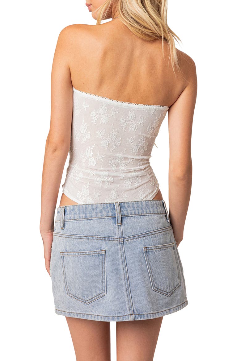 Alina Strapless Lace Bodysuit, Alternate, color, WHITE