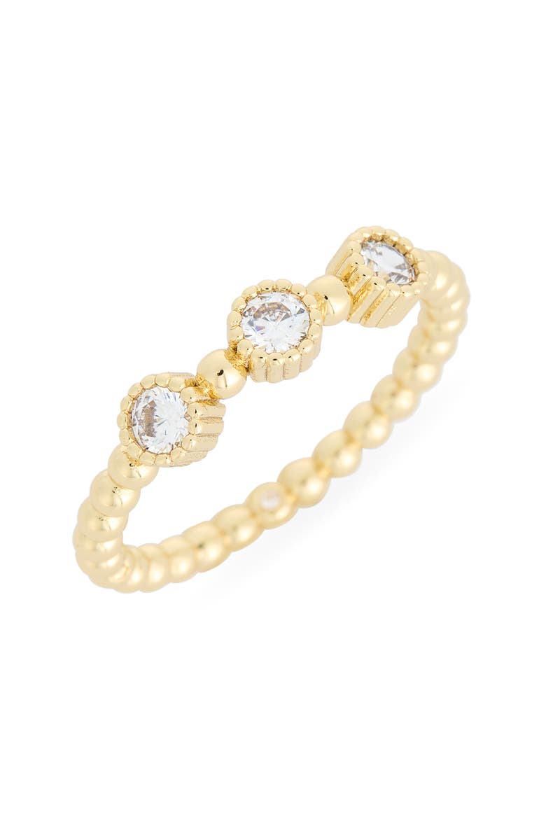 Cubic Zirconia Ball Textured Band Ring, Main, color, CLEAR / GOLD