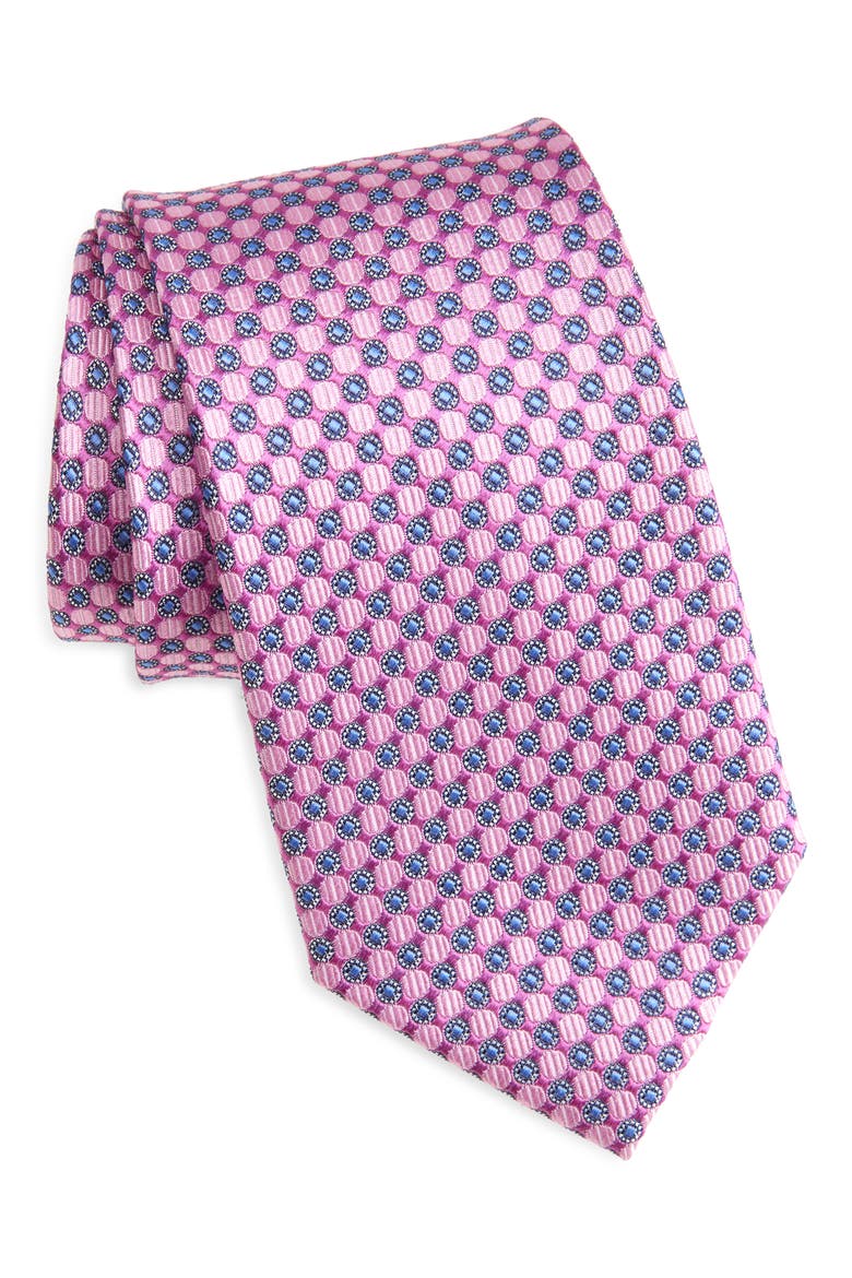 Neat Medallion Silk Tie, Main, color, PINK