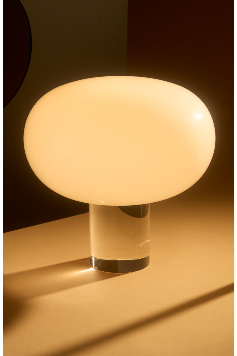 Callisto 11" White Glossy Glass LED Table Lamp with Rotary Dimmer, Alternate, color, White