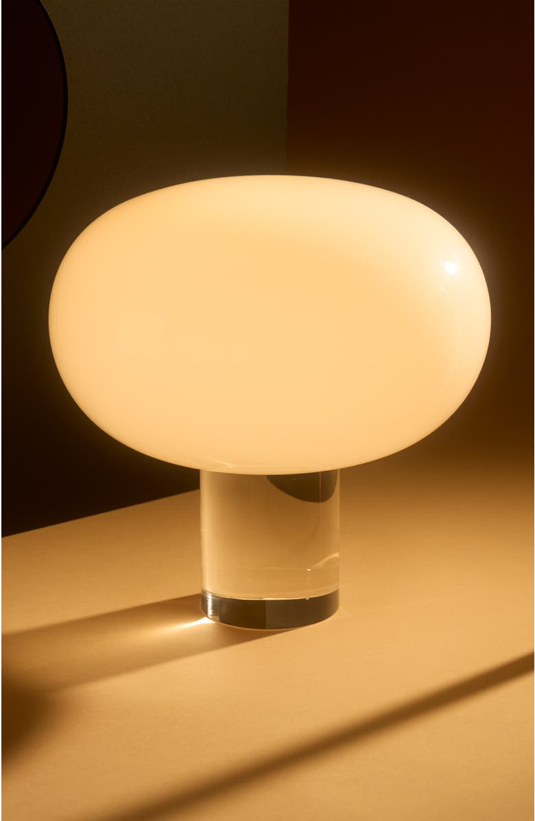 Brightech Callisto 11" White Glossy Glass LED Table Lamp with Rotary Dimmer, Alternate, color, White