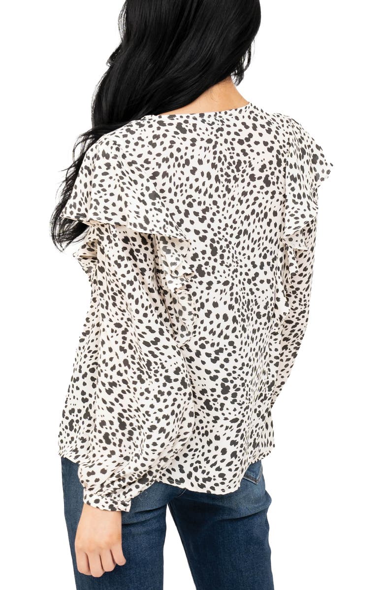 GIBSONLOOK Animal Spot Ruffled Blouse, Alternate, color, Sand Dollar Animal