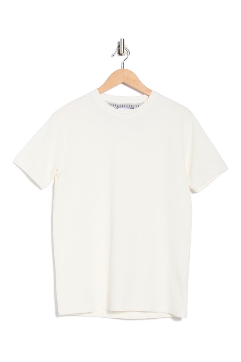 Solid Crewneck Textured T-Shirt, Alternate, color, DULL WHITE