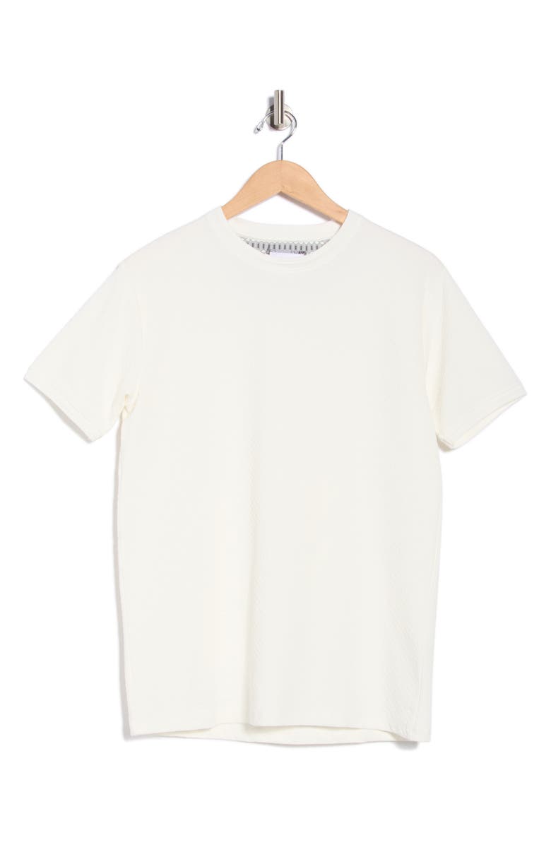 DENIM AND FLOWER Solid Crewneck Textured T-Shirt, Main, color, Dull White