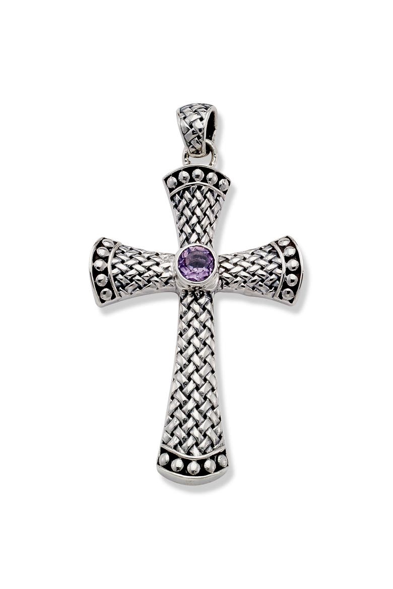Sterling Silver Cross Pendant, Main, color, PURPLE