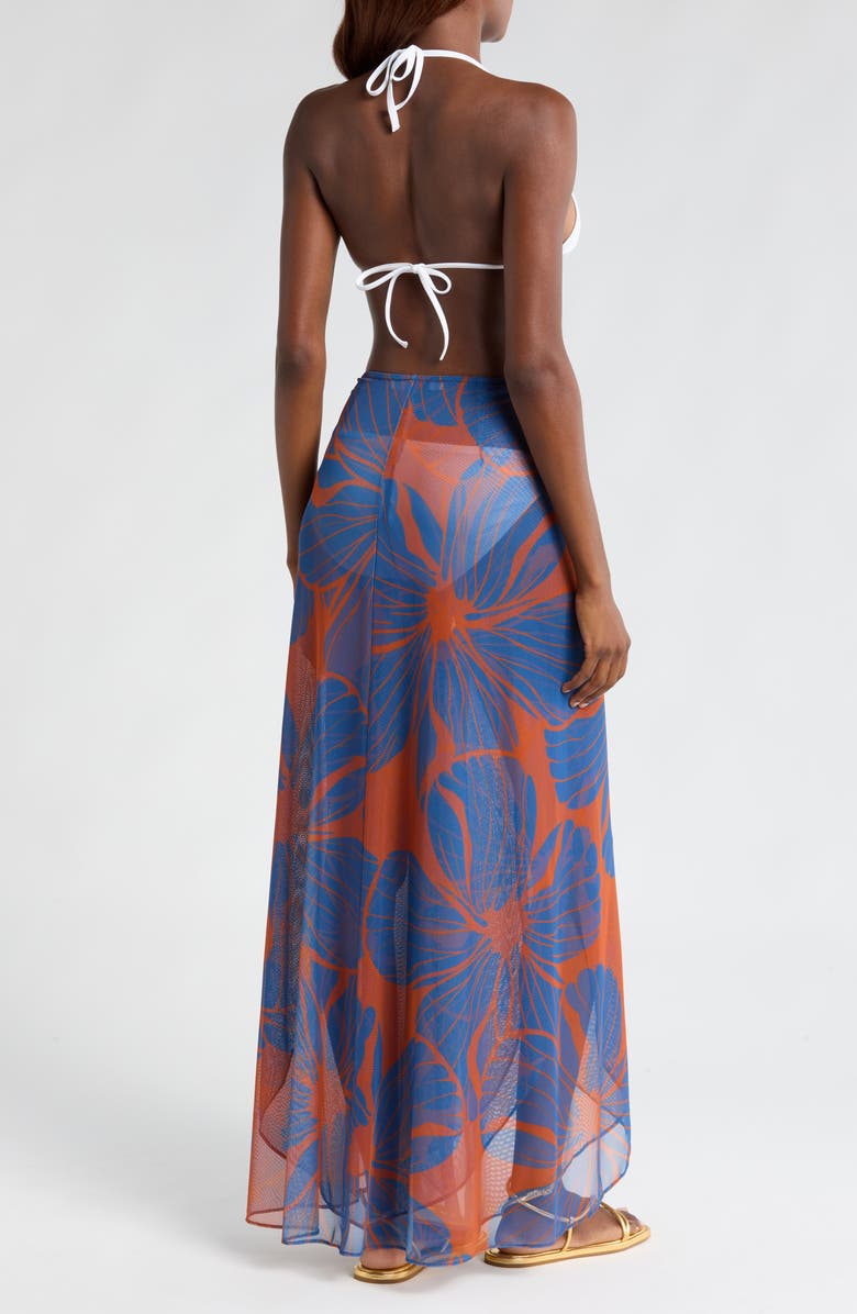 Hutch Floral Tie Waist Wide Leg Cover-Up Pants, Alternate, color, Copper Block Print Plumeria